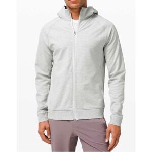 Lululemon City Sweat Full Zip Hoodie Heathered Ultra Light Grey Sea Salt Size L